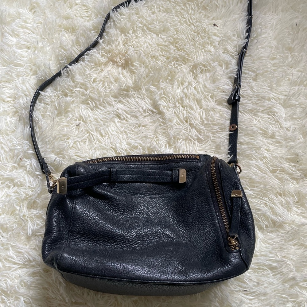 Halston black leather bag
